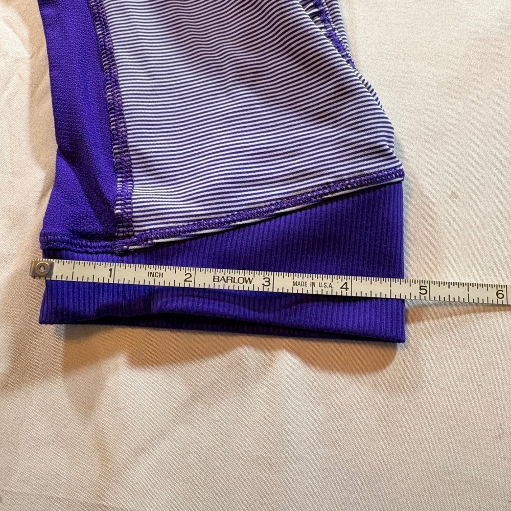 Lululemon Run Turbo Crop Womens 4 Purple Striped Luxtreme Athletic Leggings - Picture 7 of 7